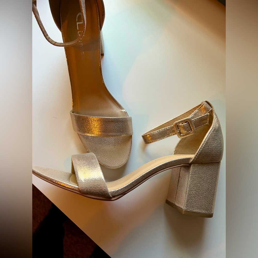 Jody starstone block heels, gold metallic, women’s size 8.5